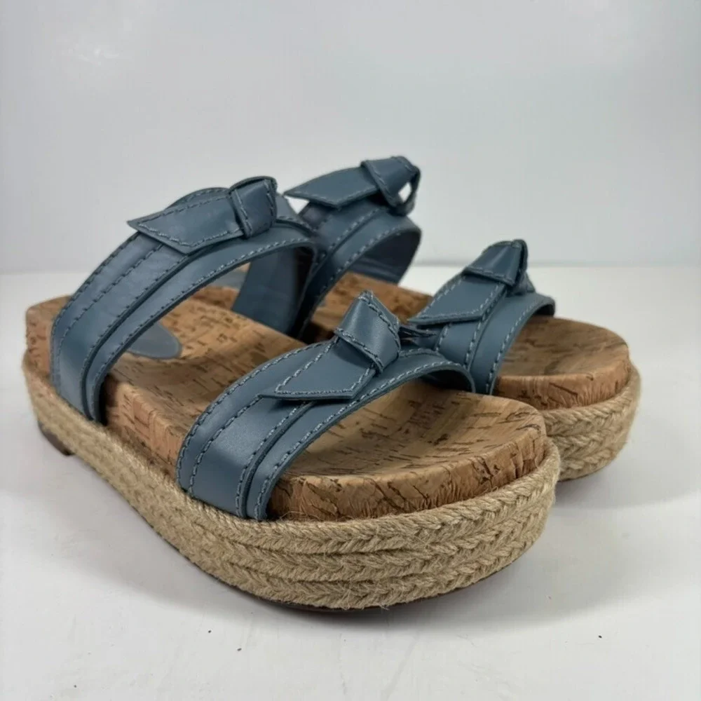 Alexandre Birman Clarita Women's 8.5 Blue Double-Knot Flatform Espadrille Sandal